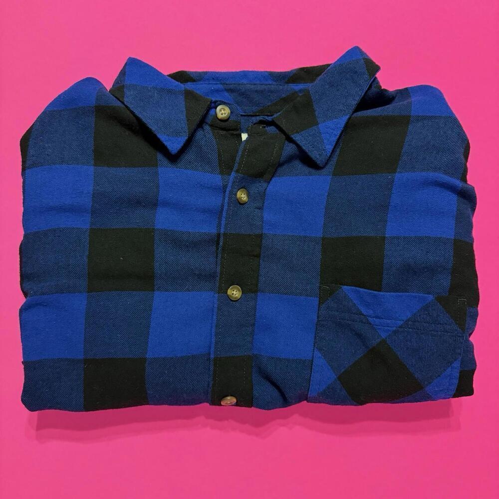 Field Stream Buffalo Plaid Flannel Shirt Blue Outdoor Light Weight Men 2XL Tall